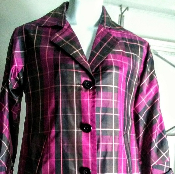 Nwot Nine West 0 Silk Plaid Jacket 